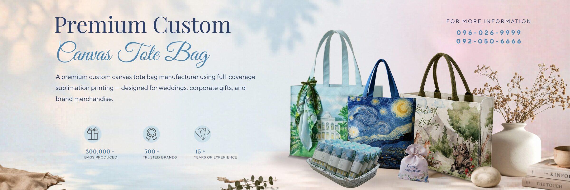 Premium Custom Canvas Tote Bag — ผลิตแล้ว 300,000+ ใบ 500+ แบรนด์ 15+ ปี