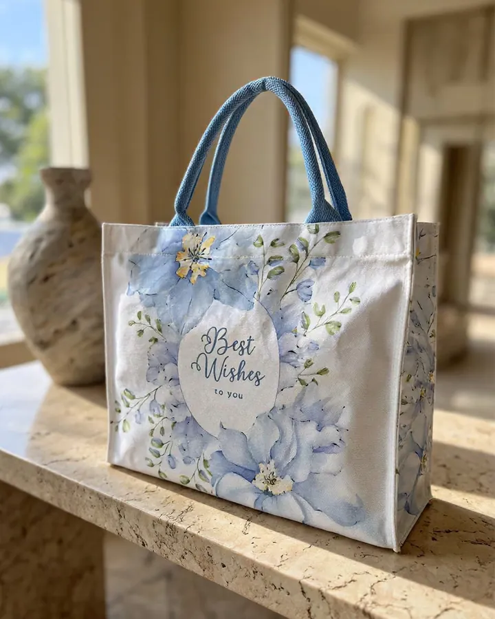 ช่อดอกไม้โทนฟ้าพาสเทล — Heritage Tote