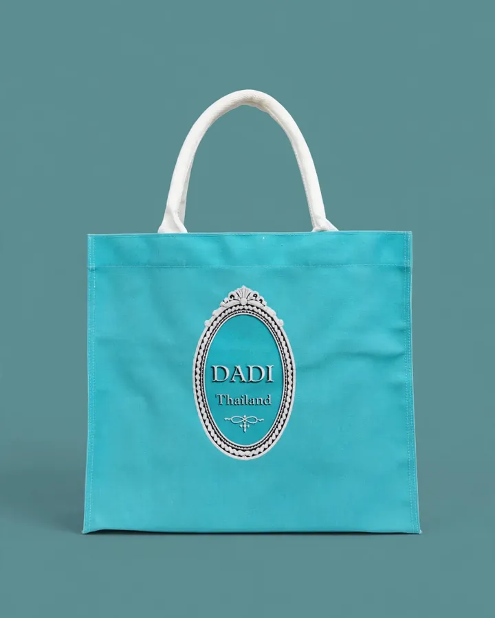 สีเทอร์ควอยซ์ พร้อมโลโก้กรอบวงรี — Heritage Tote