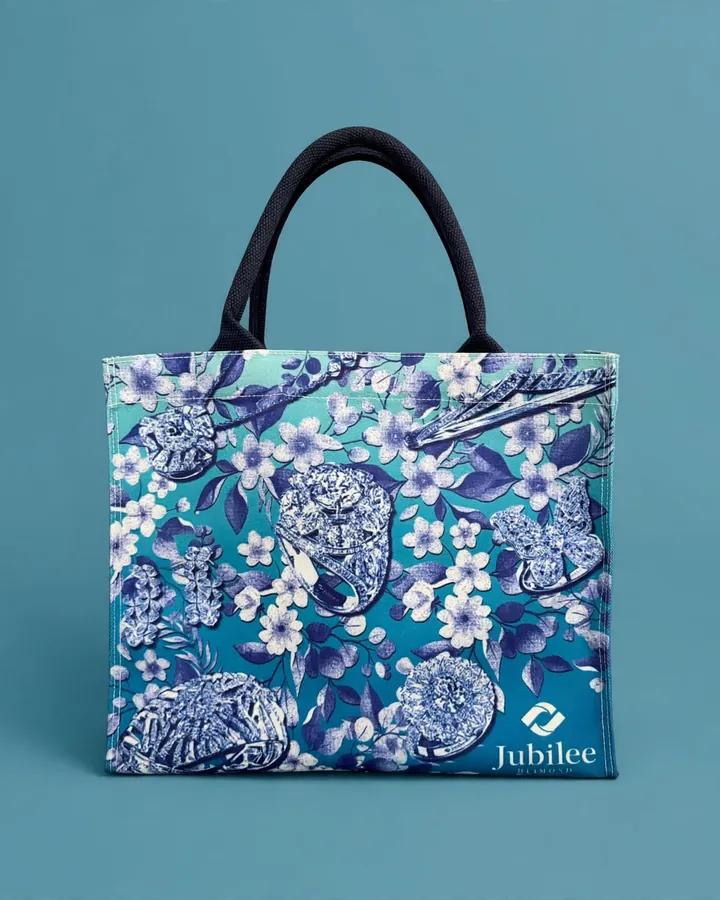 ลายพฤกษาโทนน้ำเงิน — Heritage Tote