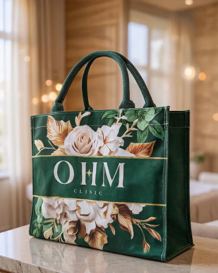 ดอกไม้บนพื้นเขียวเข้ม — Heritage Tote
