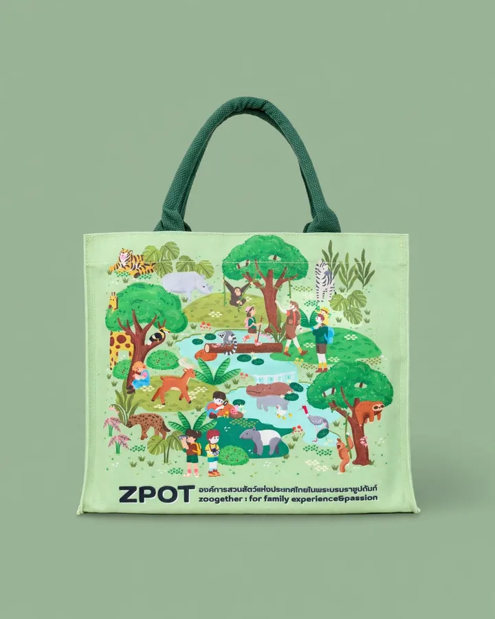 ป่าและสัตว์ โทนเขียวสดใส — Heritage Tote